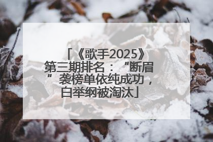 《歌手2025》第三期排名：“断眉”袭榜单依纯成功，白举纲被淘汰