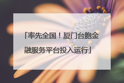 率先全国！厦门台胞金融服务平台投入运行