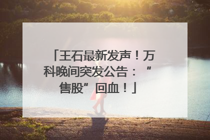 王石最新发声！万科晚间突发公告：“售股”回血！