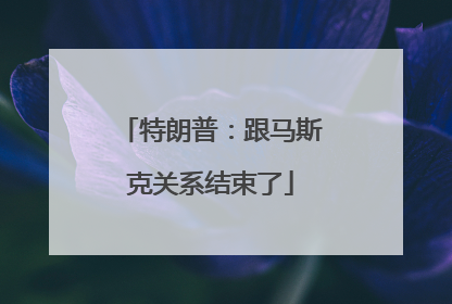 特朗普：跟马斯克关系结束了