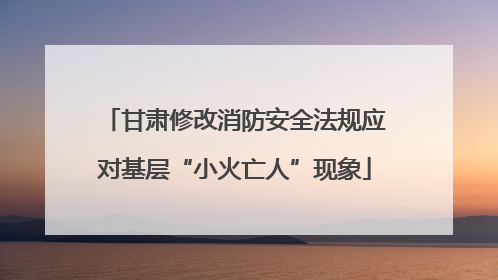甘肃修改消防安全法规应对基层“小火亡人”现象