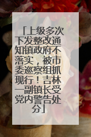 上级多次下发整改通知镇政府不落实，被市委巡察组抓现行！吉林一副镇长受党内警告处分