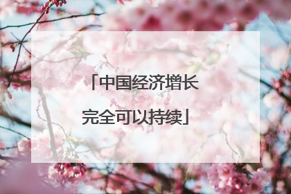中国经济增长完全可以持续