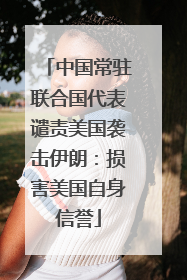 中国常驻联合国代表谴责美国袭击伊朗：损害美国自身信誉