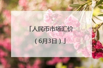 人民币市场汇价（6月3日）