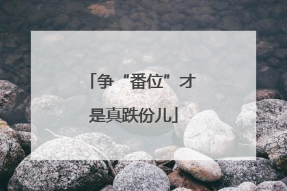 争“番位”才是真跌份儿