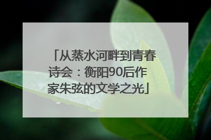 从蒸水河畔到青春诗会：衡阳90后作家朱弦的文学之光