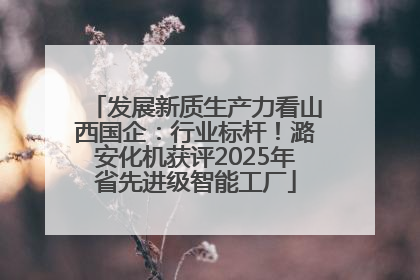 发展新质生产力看山西国企：行业标杆！潞安化机获评2025年省先进级智能工厂