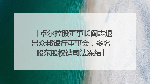 卓尔控股董事长阎志退出众邦银行董事会，多名股东股权遭司法冻结