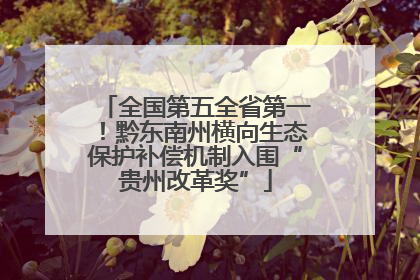 全国第五全省第一！黔东南州横向生态保护补偿机制入围“贵州改革奖”