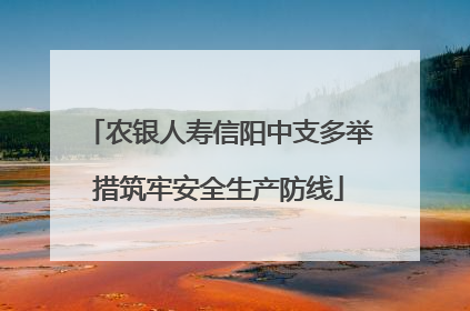 农银人寿信阳中支多举措筑牢安全生产防线