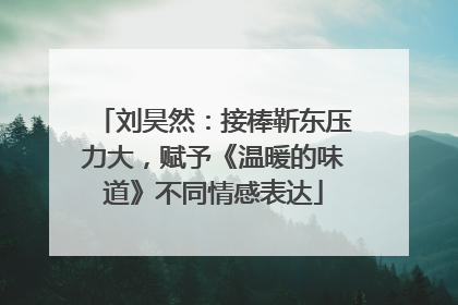 刘昊然：接棒靳东压力大，赋予《温暖的味道》不同情感表达