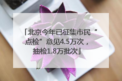 北京今年已征集市民“点检”意见4.5万次，抽检1.8万批次