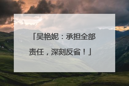 吴艳妮：承担全部责任，深刻反省！