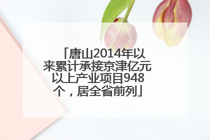 唐山2014年以来累计承接京津亿元以上产业项目948个，居全省前列