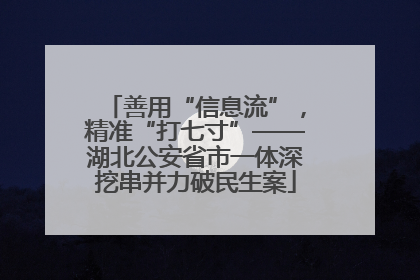 善用“信息流”，精准“打七寸”——湖北公安省市一体深挖串并力破民生案