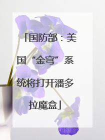 国防部：美国“金穹”系统将打开潘多拉魔盒