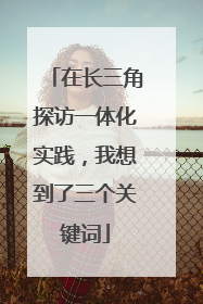 在长三角探访一体化实践，我想到了三个关键词