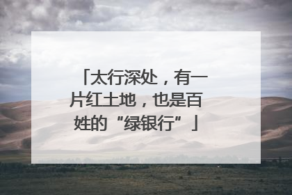 太行深处，有一片红土地，也是百姓的“绿银行”
