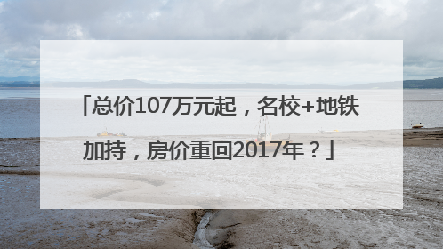 总价107万元起，名校+地铁加持，房价重回2017年？