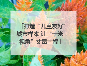 打造“儿童友好”城市样本 让“一米视角”丈量幸福