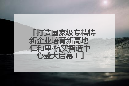打造国家级专精特新企业培育新高地 仁和里·杭实智造中心盛大启幕！