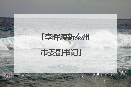 李晖履新泰州市委副书记