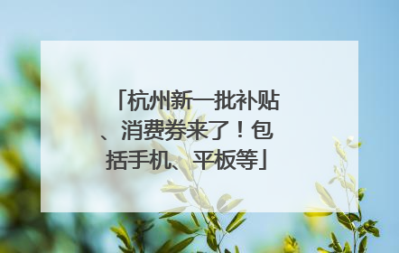 杭州新一批补贴、消费券来了！包括手机、平板等