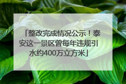 整改完成情况公示！泰安这一景区曾每年违规引水约400万立方米