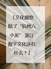 文化观察：除了“杭州六小龙” 浙江数字文化还有什么？