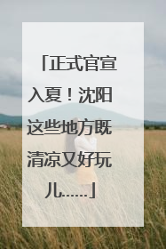 正式官宣入夏！沈阳这些地方既清凉又好玩儿……