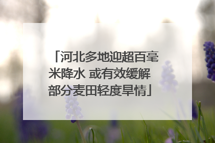 河北多地迎超百毫米降水 或有效缓解部分麦田轻度旱情