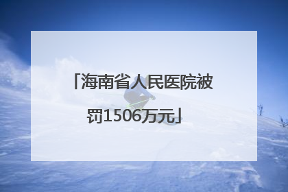 海南省人民医院被罚1506万元