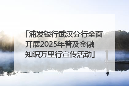 浦发银行武汉分行全面开展2025年普及金融知识万里行宣传活动