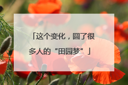 这个变化，圆了很多人的“田园梦”