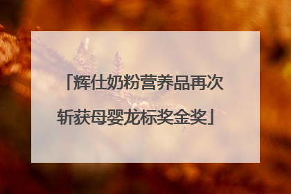 辉仕奶粉营养品再次斩获母婴龙标奖金奖