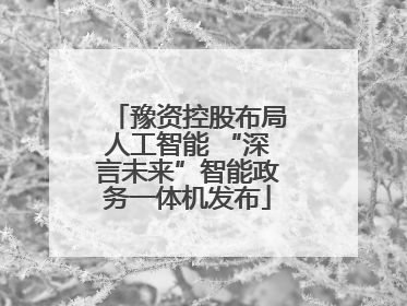 豫资控股布局人工智能 “深言未来”智能政务一体机发布