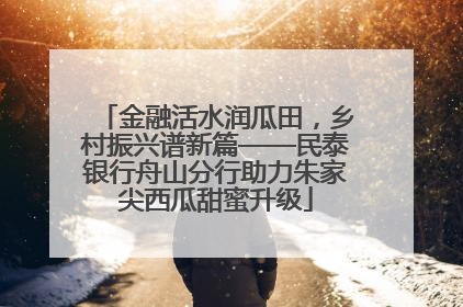 金融活水润瓜田，乡村振兴谱新篇——民泰银行舟山分行助力朱家尖西瓜甜蜜升级