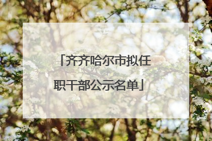 齐齐哈尔市拟任职干部公示名单