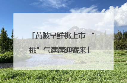 黄陂早鲜桃上市 “桃”气满满迎客来