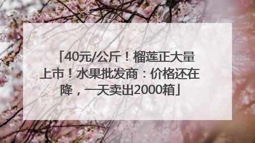 40元/公斤！榴莲正大量上市！水果批发商：价格还在降，一天卖出2000箱